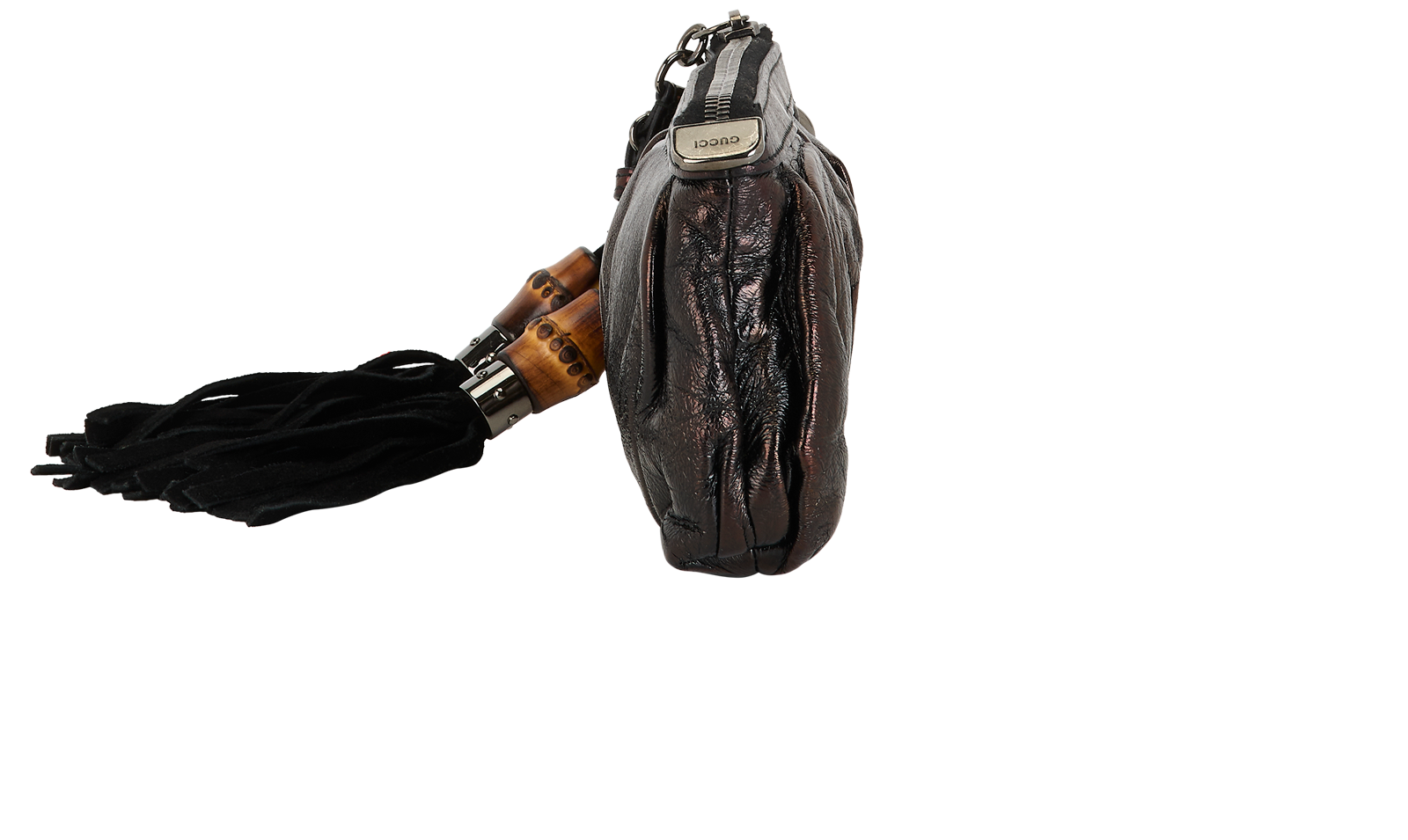 Gucci Bamboo Tassel Pouch, &pound;350, Accessories, Black, Leather, Bottom view